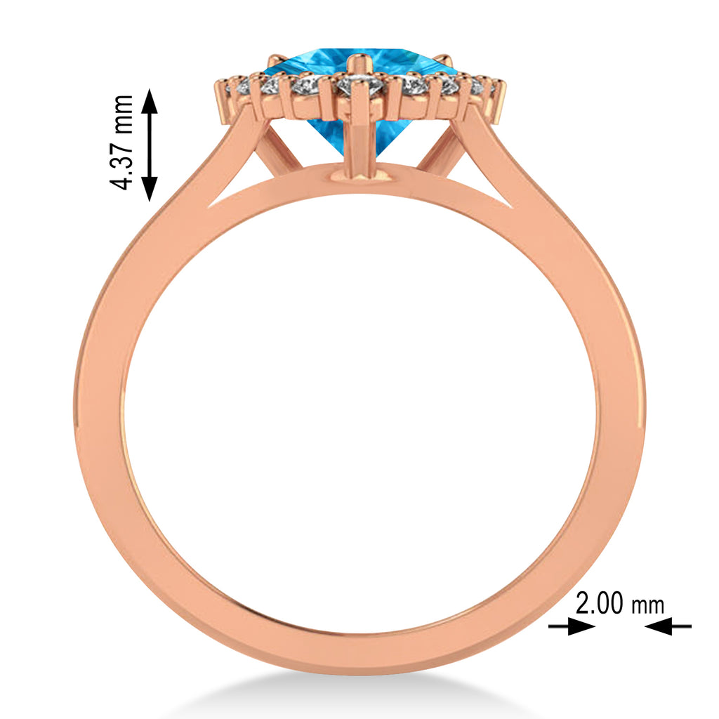 Diamond & Blue Topaz Trillion Cut Ring 14k Rose Gold (1.6ct)