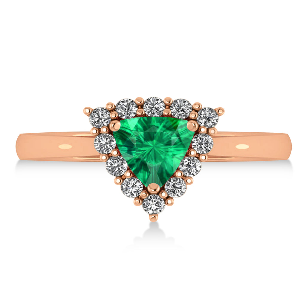 Diamond & Emerald Trillion Cut Ring 14k Rose Gold (1.28ct)