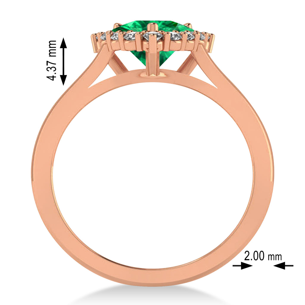 Diamond & Emerald Trillion Cut Ring 14k Rose Gold (1.28ct)