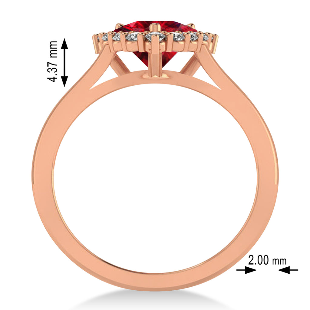 Diamond & Ruby Trillion Cut Ring 14k Rose Gold (1.79ct)