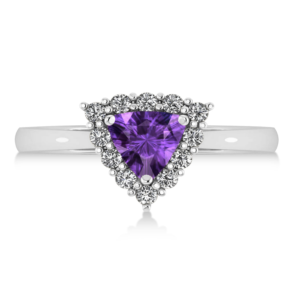 Diamond & Amethyst Trillion Cut Ring 14k White Gold (1.26ct)