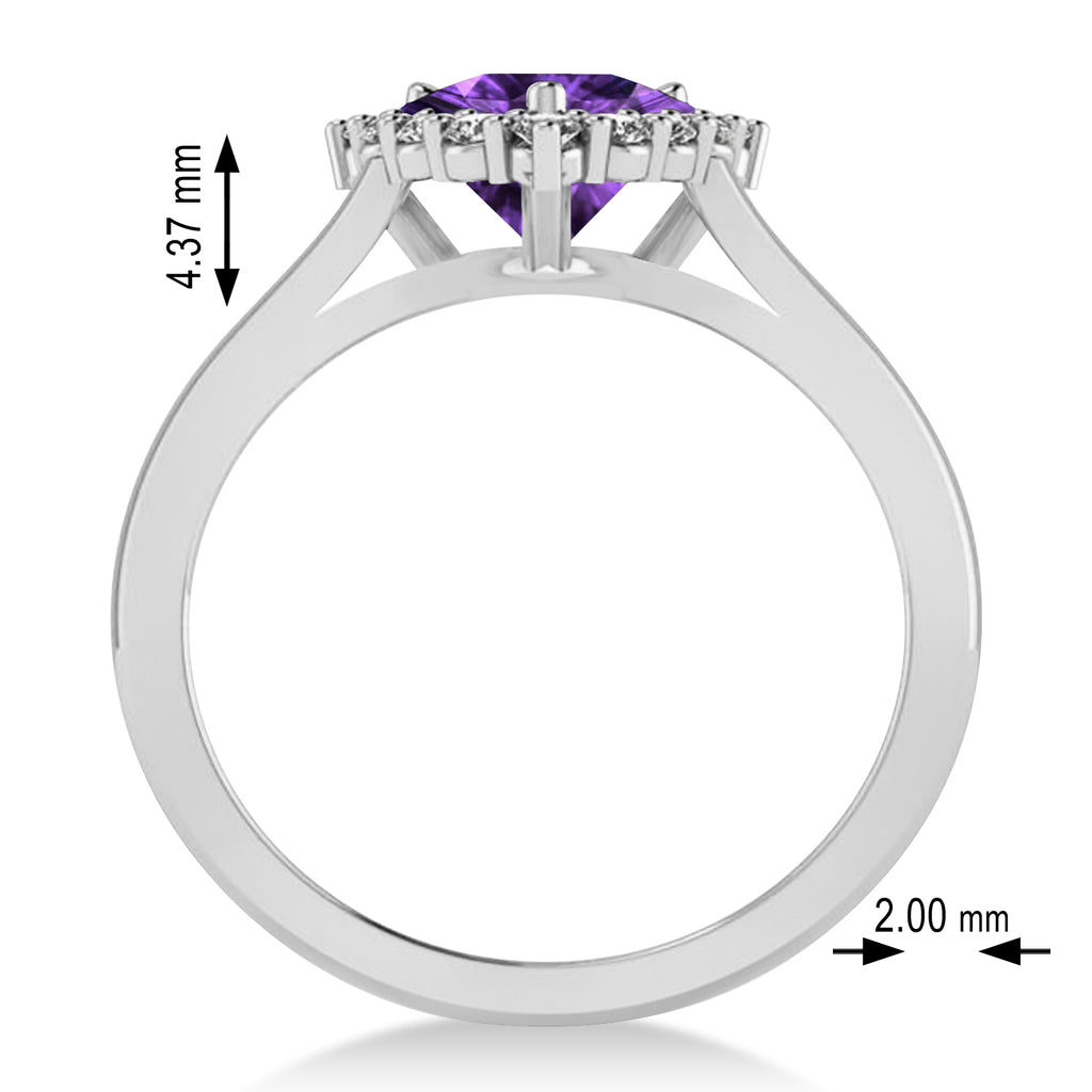 Diamond & Amethyst Trillion Cut Ring 14k White Gold (1.26ct)