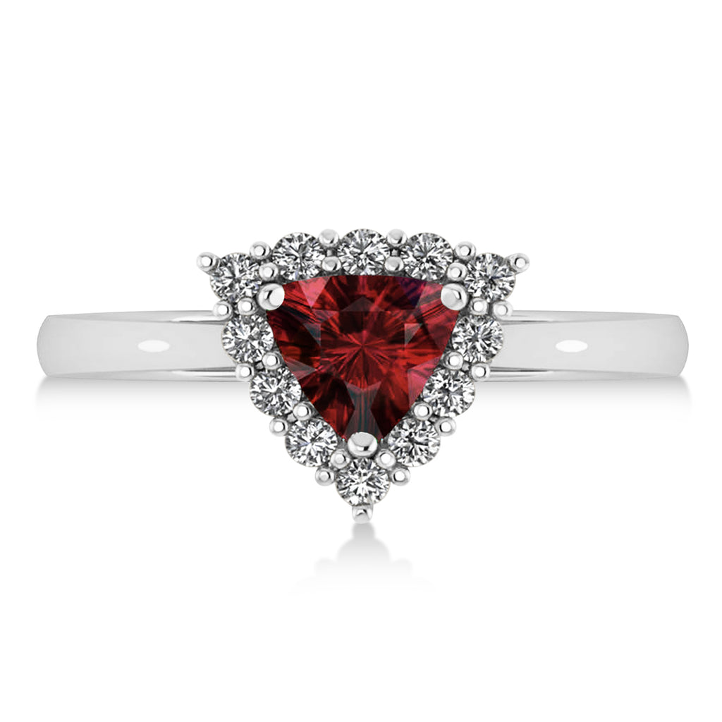 Diamond & Garnet Trillion Cut Ring 14k White Gold (1.7ct)