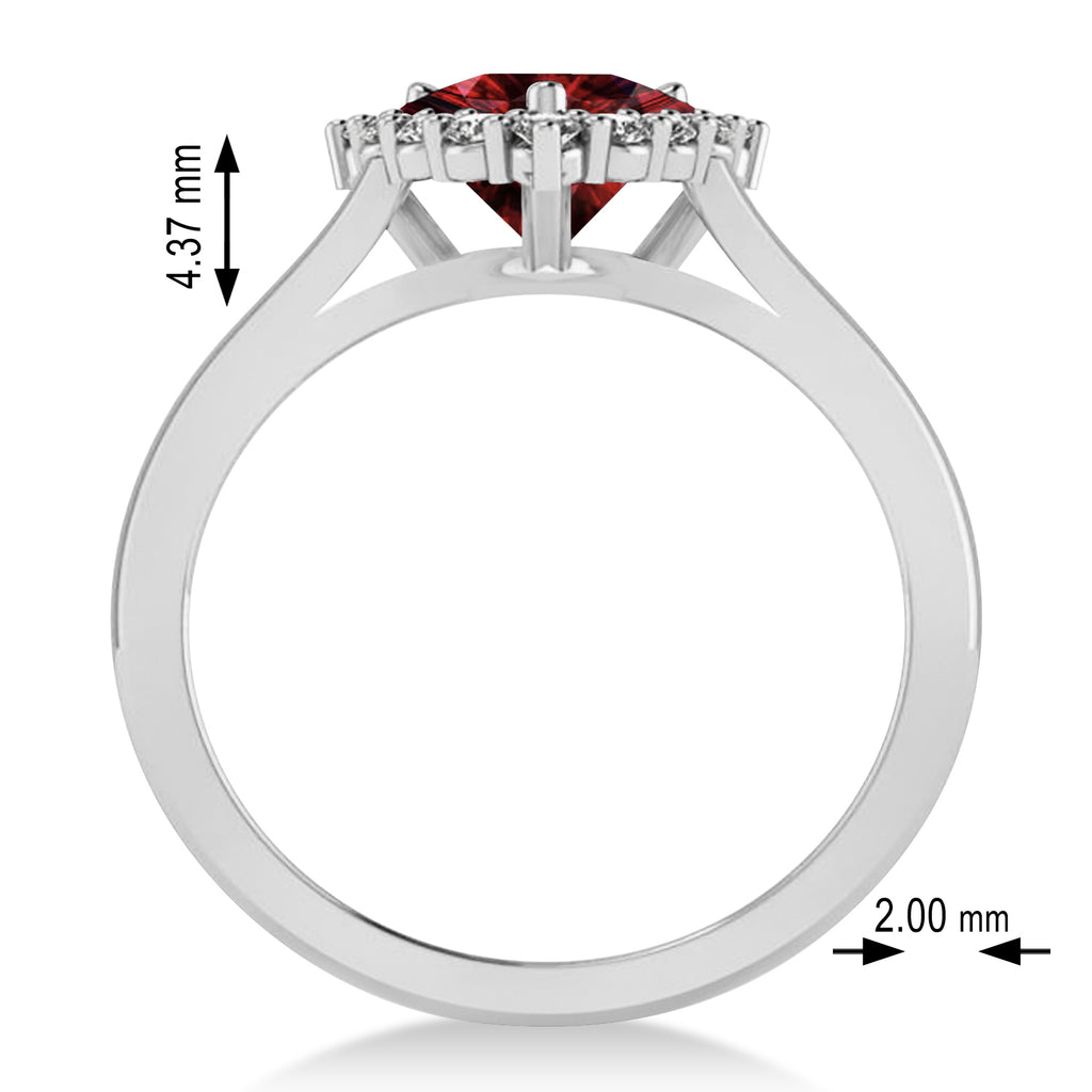 Diamond & Garnet Trillion Cut Ring 14k White Gold (1.7ct)