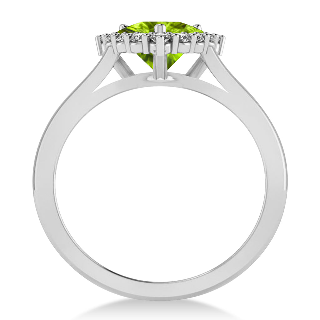 Diamond & Peridot Trillion Cut Ring 14k White Gold (1.53ct)