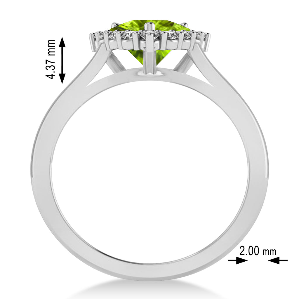 Diamond & Peridot Trillion Cut Ring 14k White Gold (1.53ct)