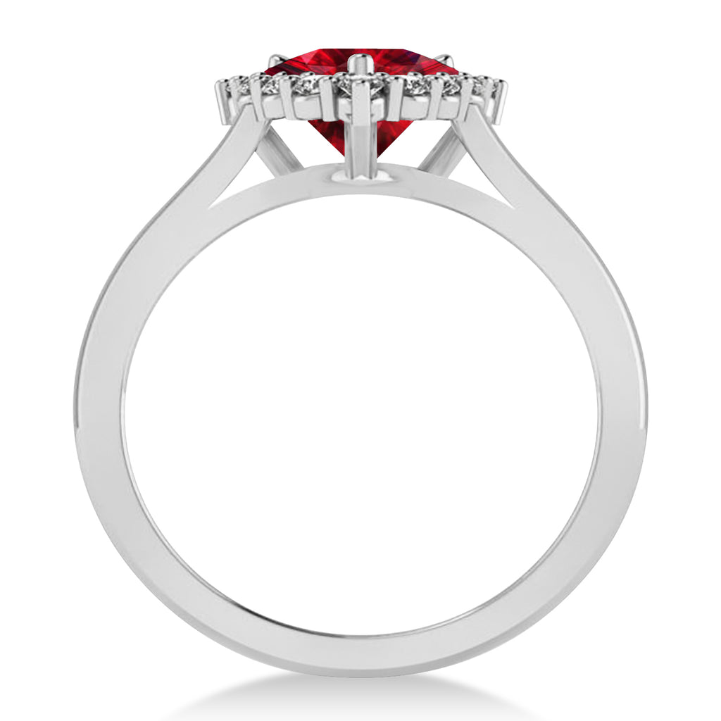 Diamond & Ruby Trillion Cut Ring 14k White Gold (1.79ct)