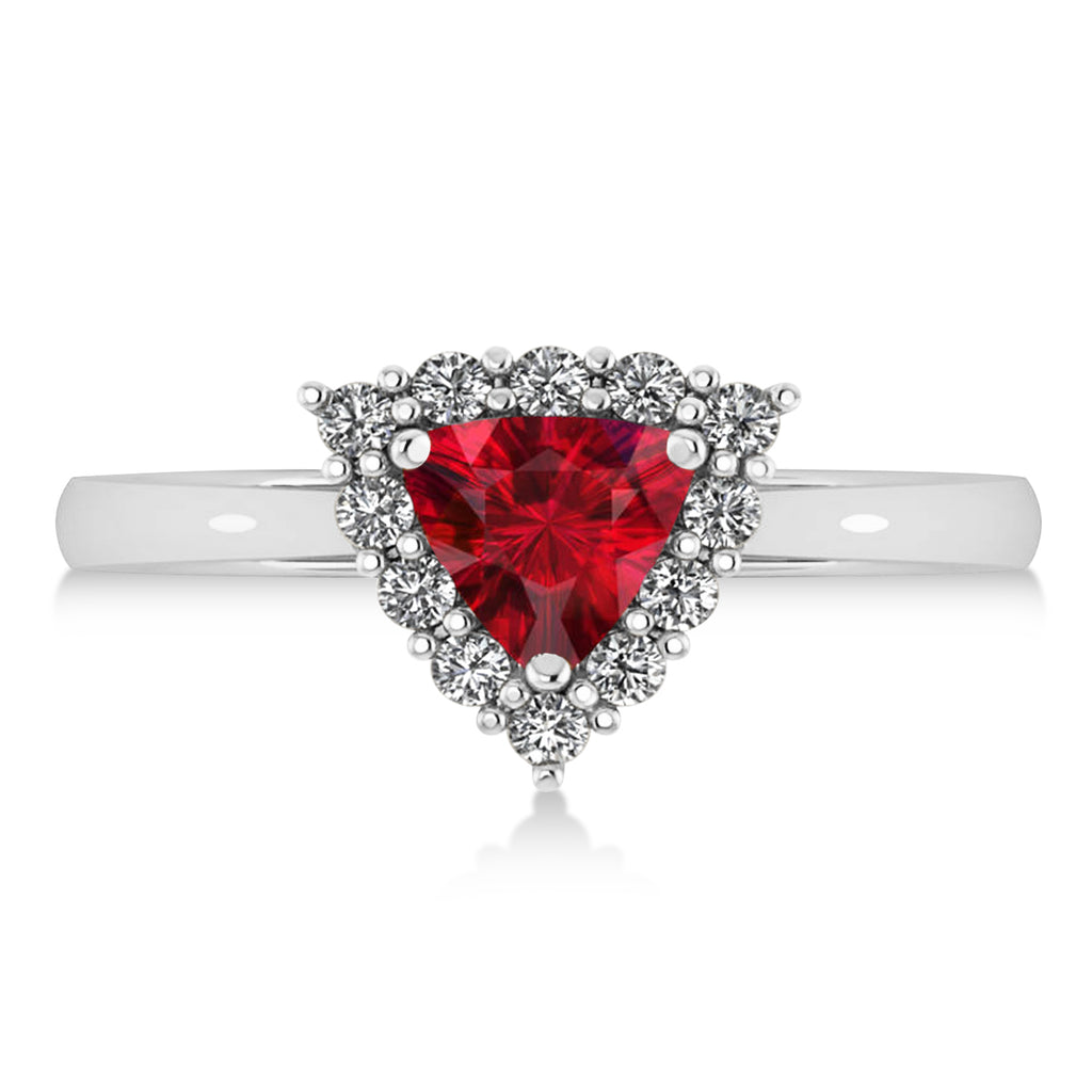 Diamond & Ruby Trillion Cut Ring 14k White Gold (1.79ct)