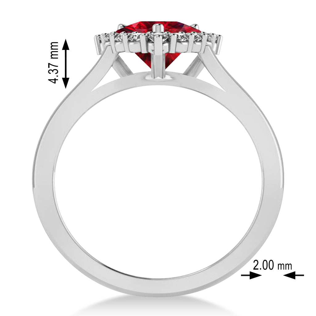 Diamond & Ruby Trillion Cut Ring 14k White Gold (1.79ct)