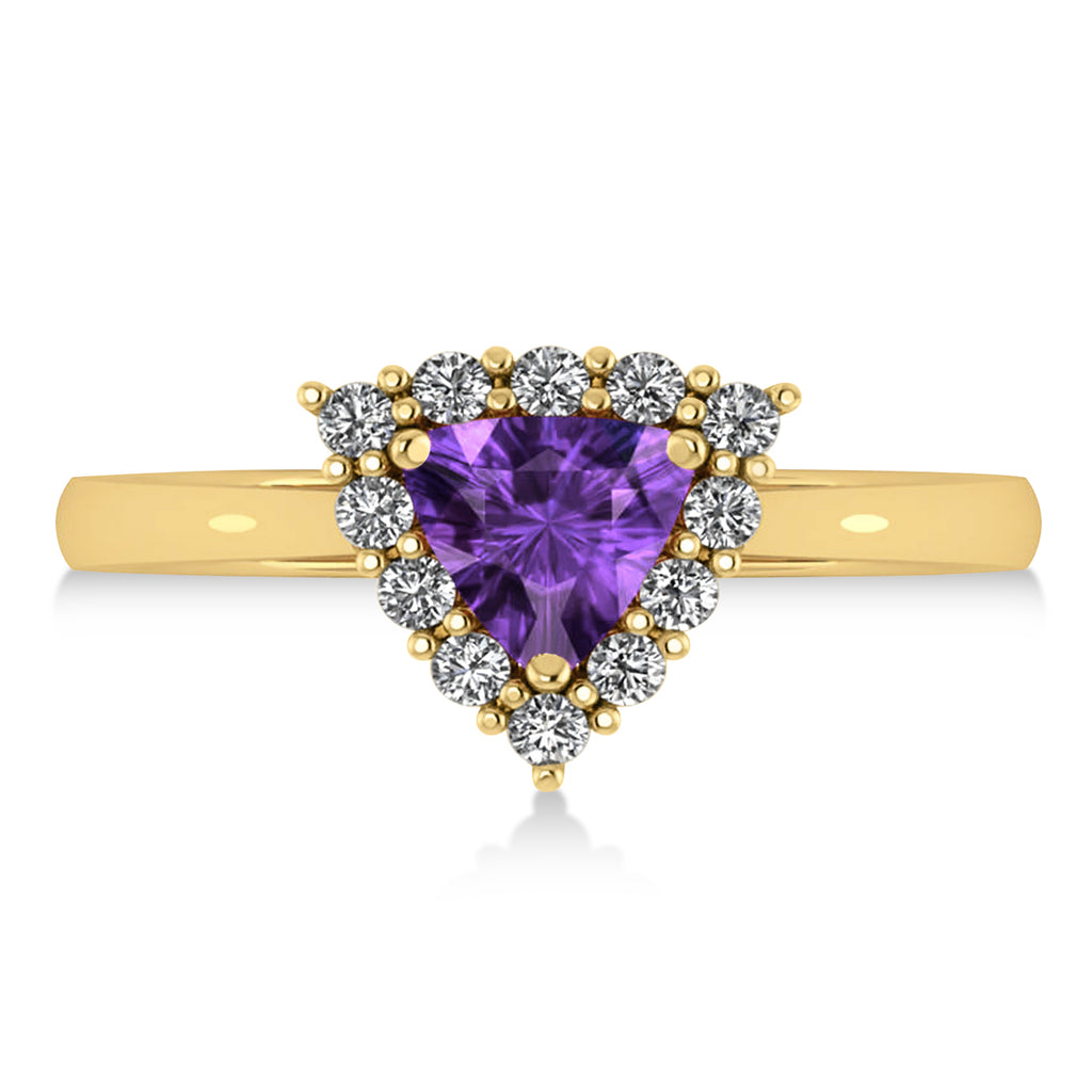 Diamond & Amethyst Trillion Cut Ring 14k Yellow Gold (1.26ct)