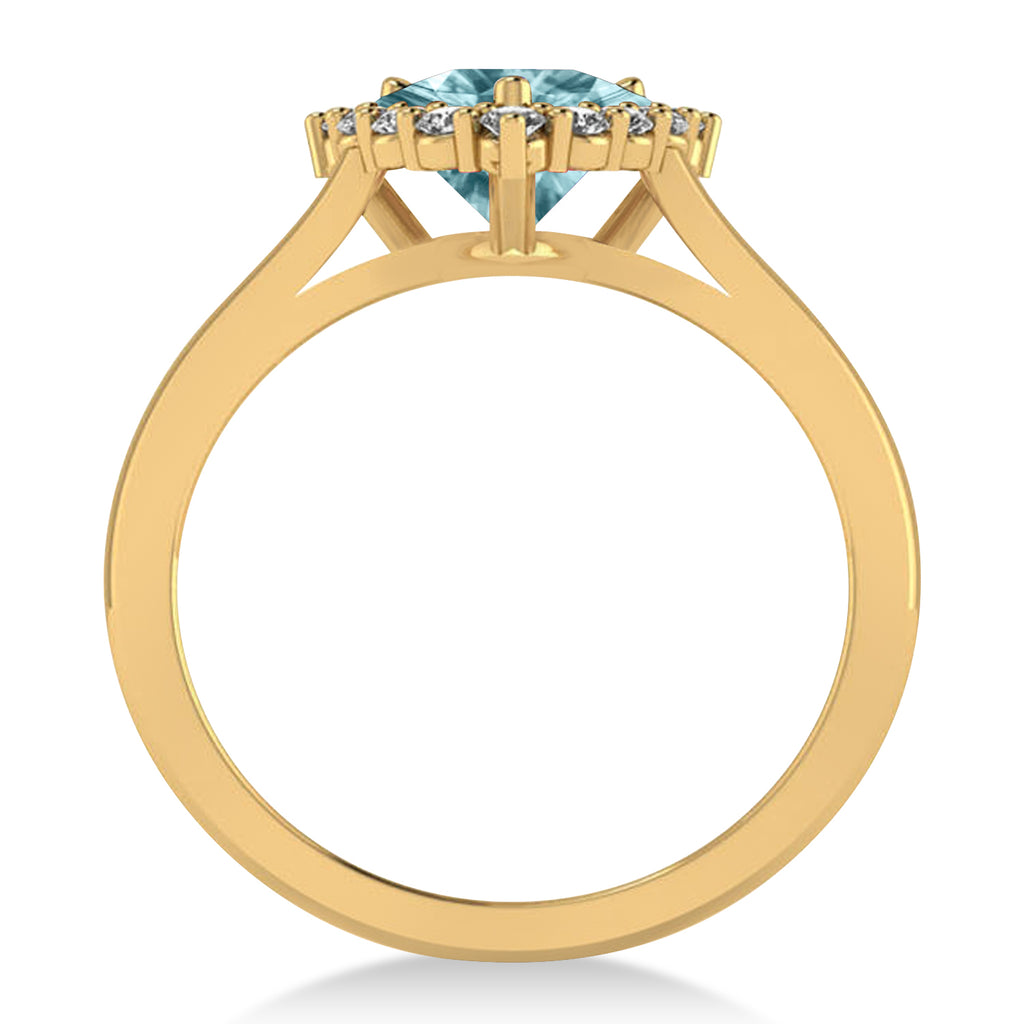 Diamond & Aquamarine Trillion Cut Ring 14k Yellow Gold (1.28ct)
