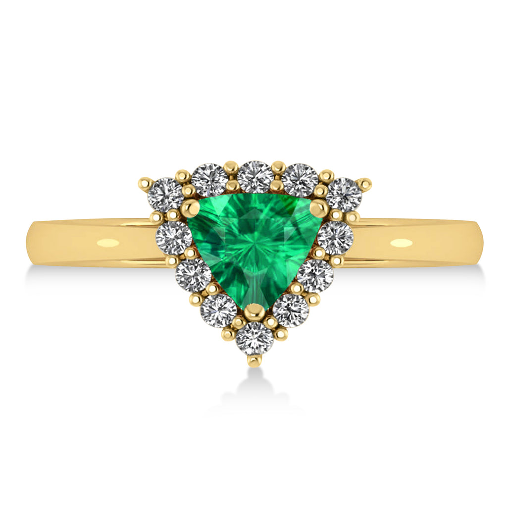 Diamond & Emerald Trillion Cut Ring 14k Yellow Gold (1.28ct)