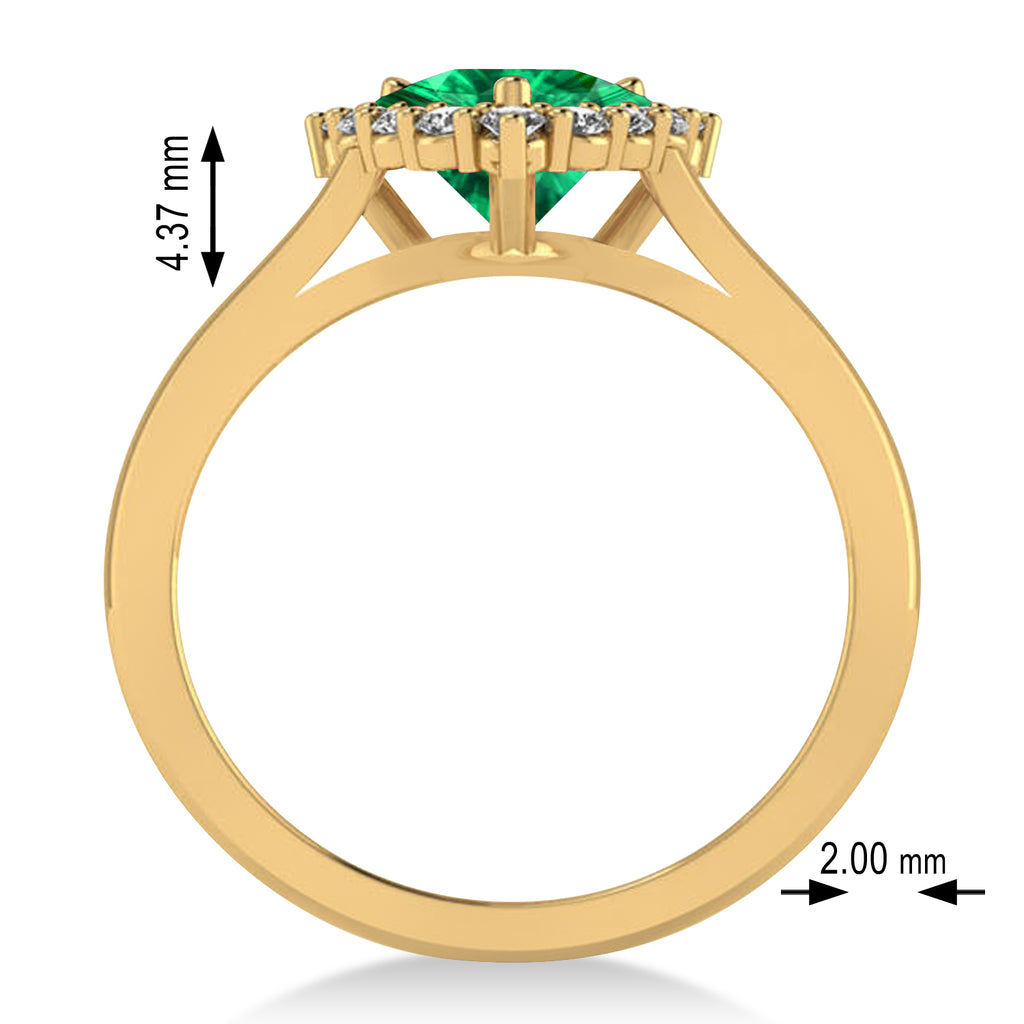 Diamond & Emerald Trillion Cut Ring 14k Yellow Gold (1.28ct)