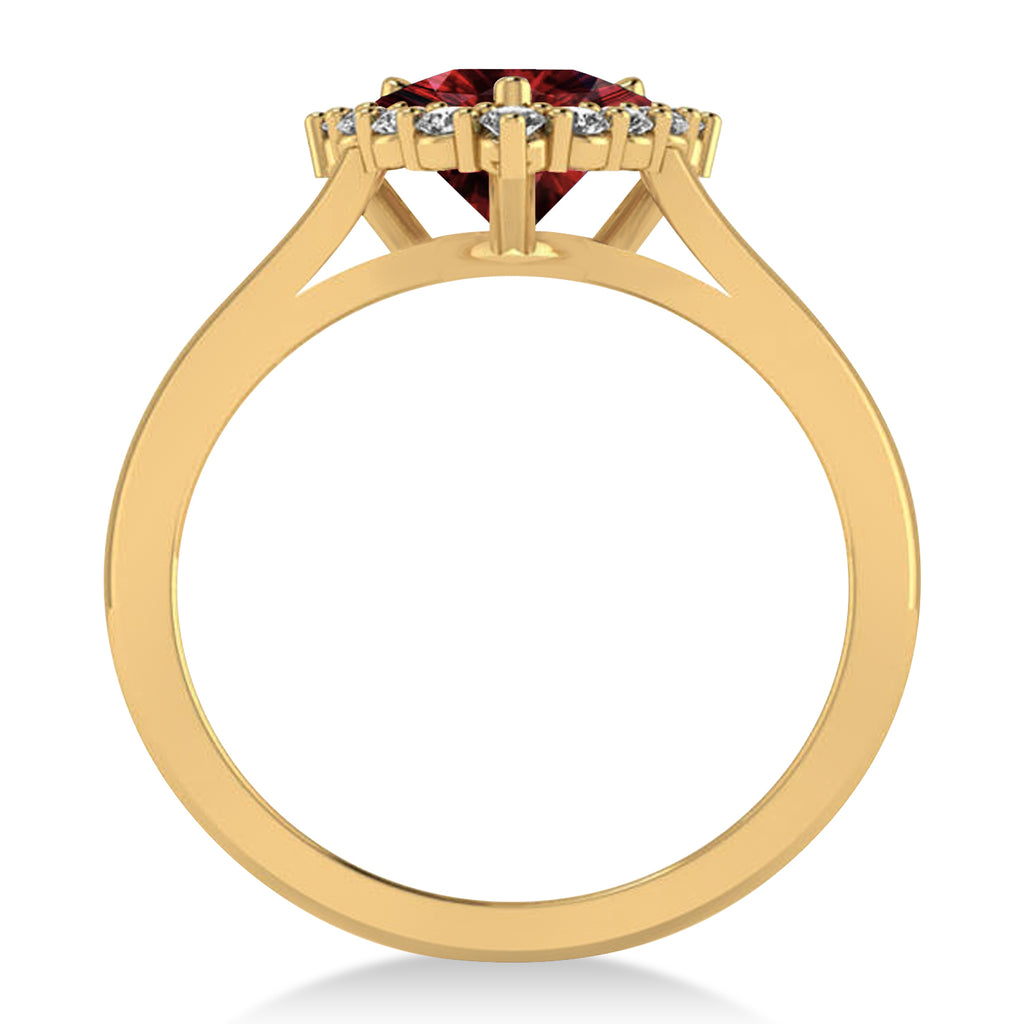 Diamond & Garnet Trillion Cut Ring 14k Yellow Gold (1.7ct)
