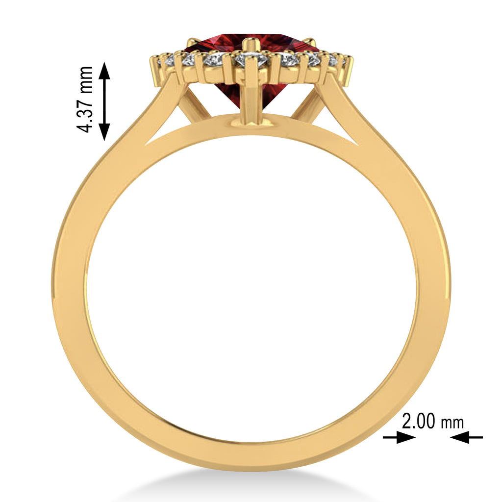 Diamond & Garnet Trillion Cut Ring 14k Yellow Gold (1.7ct)