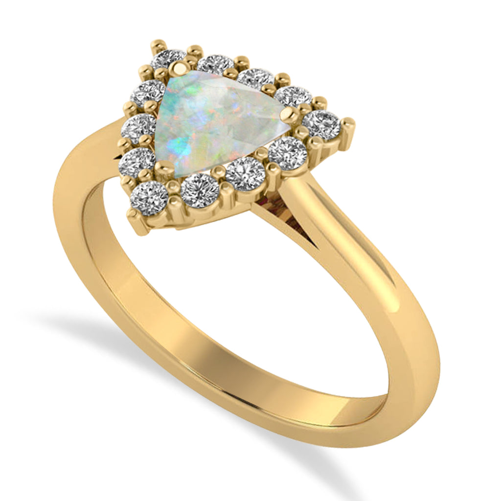Diamond & Opal Trillion Cut Ring 14k Yellow Gold (1.24ct)
