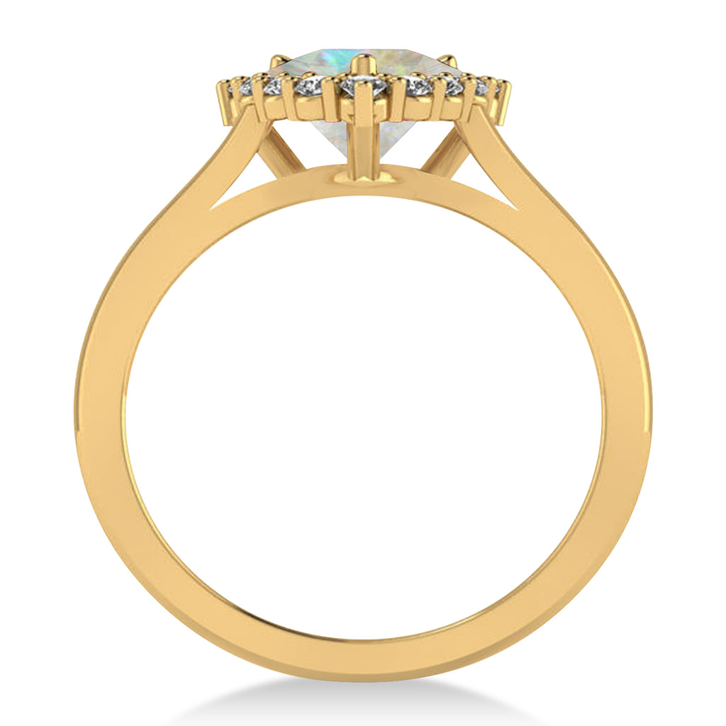 Diamond & Opal Trillion Cut Ring 14k Yellow Gold (1.24ct)