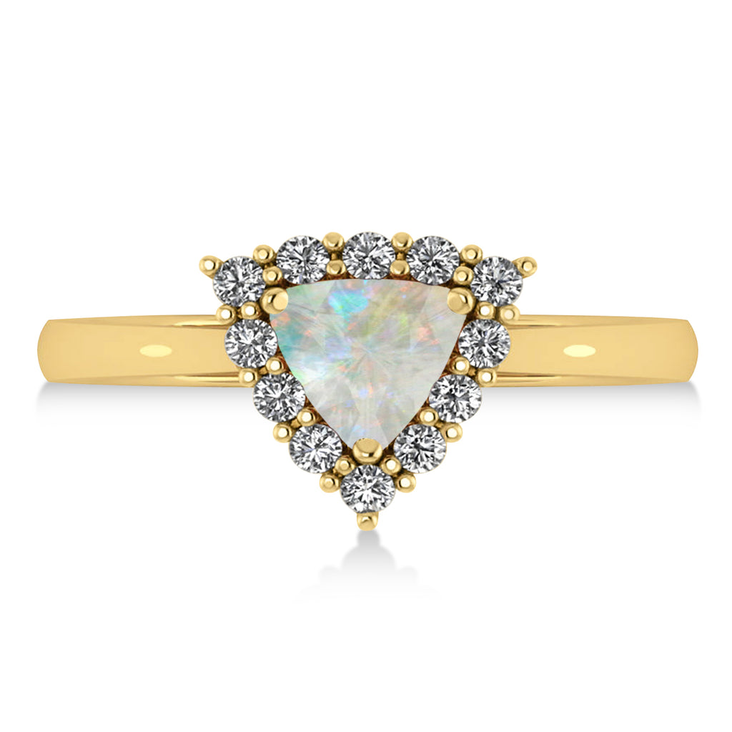 Diamond & Opal Trillion Cut Ring 14k Yellow Gold (1.24ct)