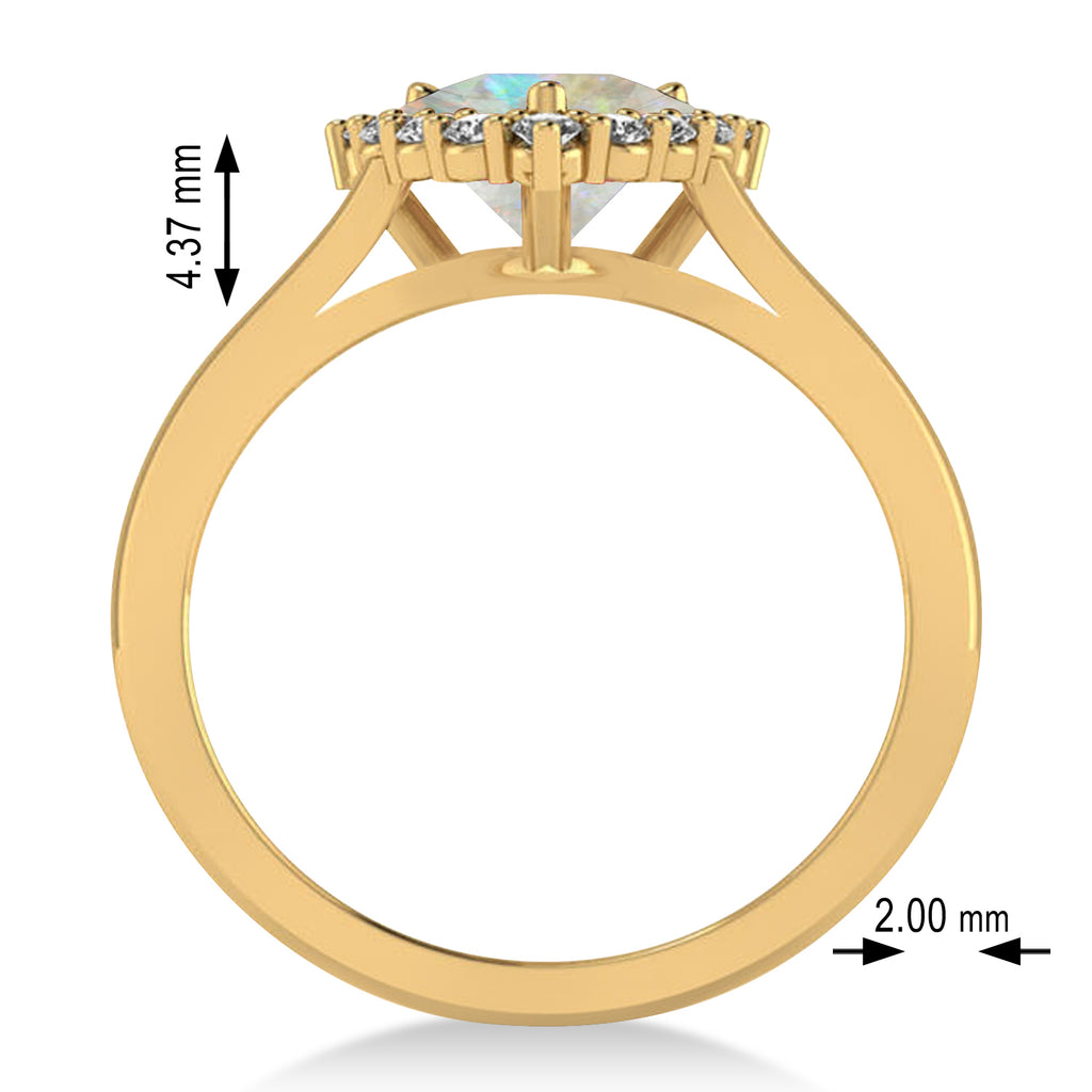 Diamond & Opal Trillion Cut Ring 14k Yellow Gold (1.24ct)