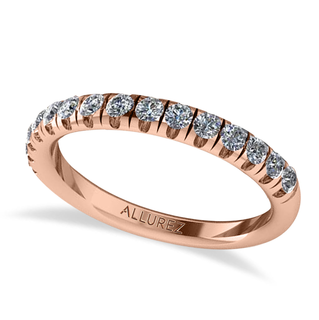 Round Lab  Diamond Ring Wedding Band 14K Rose Gold (0.45ct)