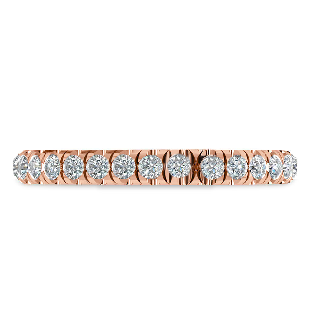 Round Lab  Diamond Ring Wedding Band 14K Rose Gold (0.45ct)