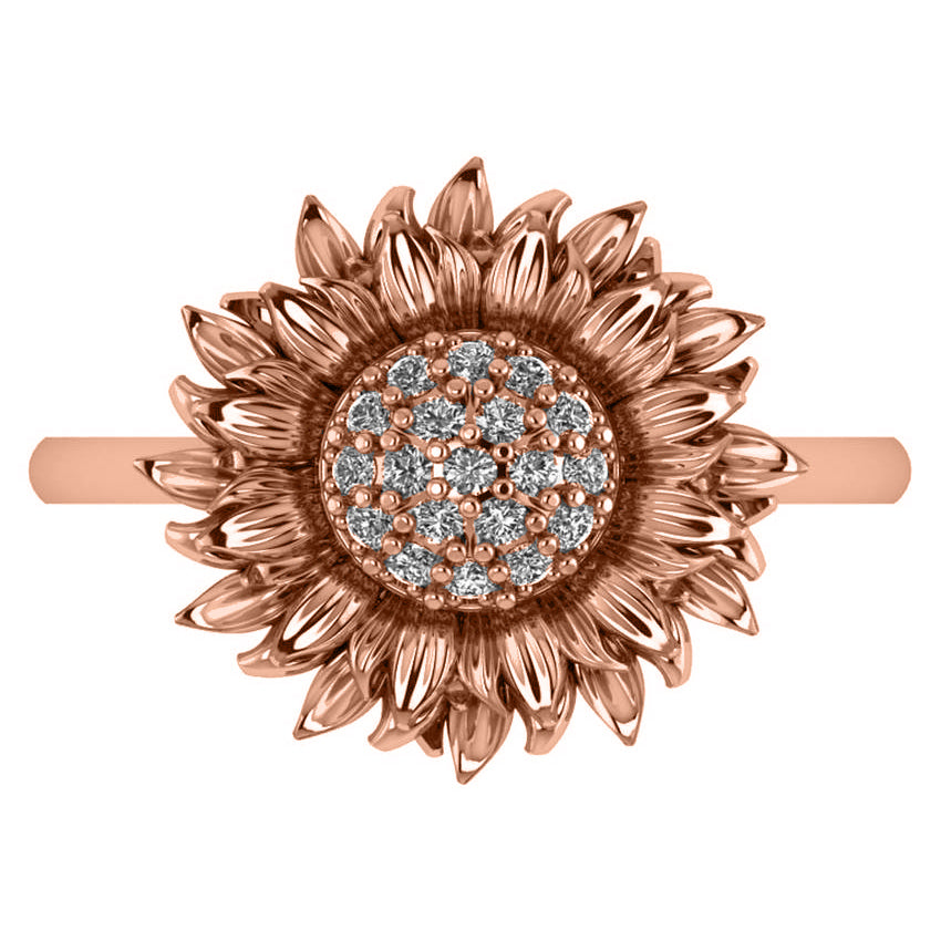 Diamond Sunflower Fashion Ring 14k Rose Gold (0.19ct)