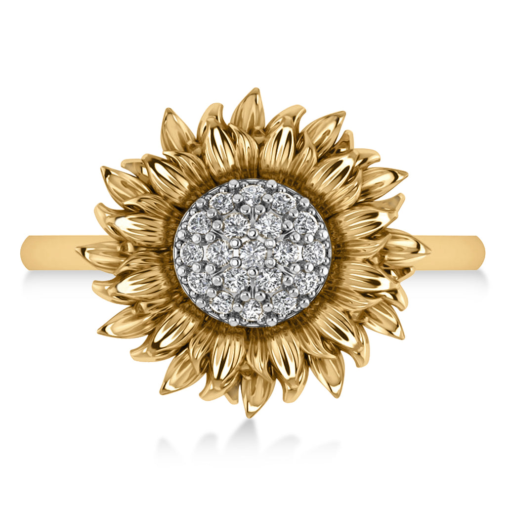 Diamond Sunflower Fashion Ring 18k Two-Tone Gold (0.19ct)