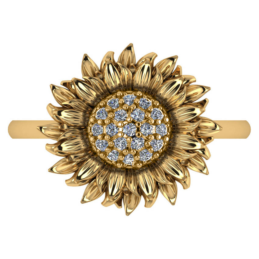 Diamond Sunflower Fashion Ring 18k Yellow Gold (0.19ct)