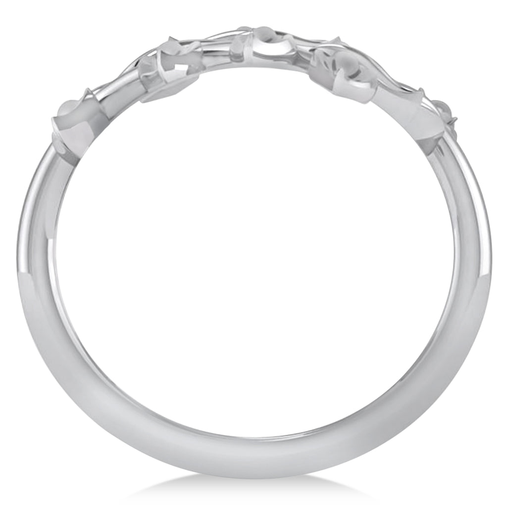 Olive Leaf Vine Plain Metal Fashion Ring 14k White Gold