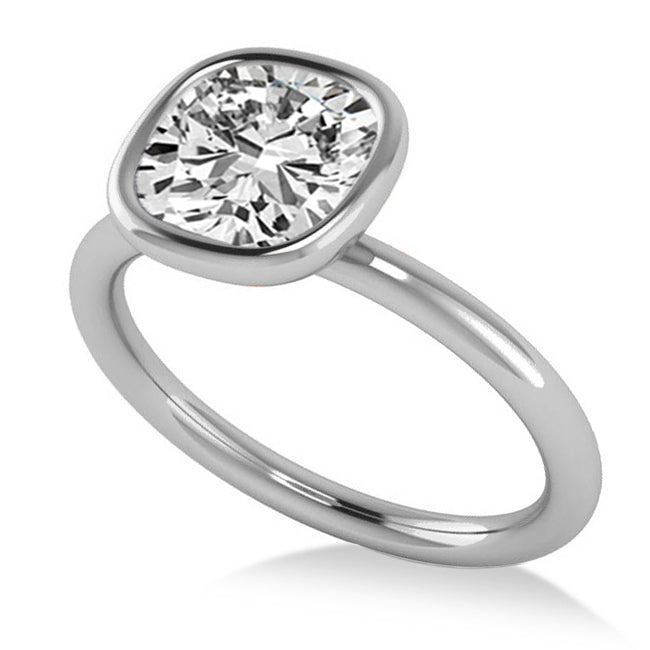 Cushion Cut Diamond Solitaire Engagement Ring 14k White Gold (1.40ct)