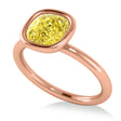 Cushion Cut Yellow Diamond Solitaire Engagement Ring 14k Rose Gold (1.40ct)