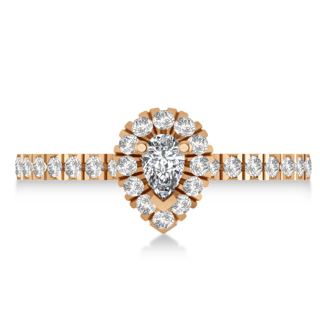 Pear Diamond Halo Engagement Ring 14k Rose Gold (0.63ct)