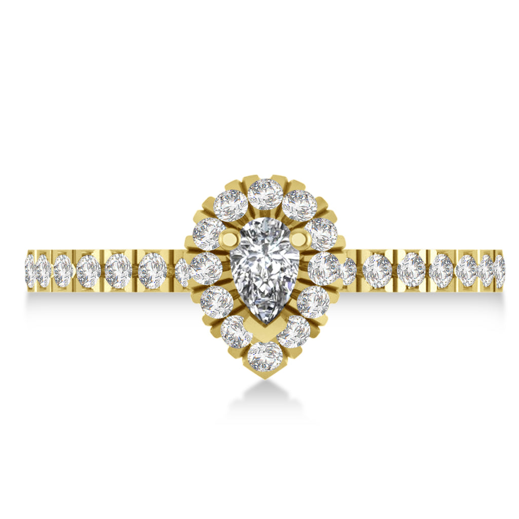 Pear Diamond Halo Engagement Ring 14k Yellow Gold (0.63ct)