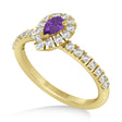 Pear Amethyst & Diamond Halo Engagement Ring 14k Yellow Gold (0.63ct)