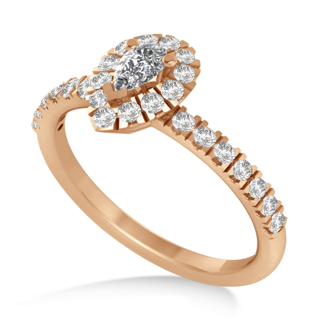 Pear Lab Grown Diamond Halo Engagement Ring 14k Rose Gold (0.63ct)