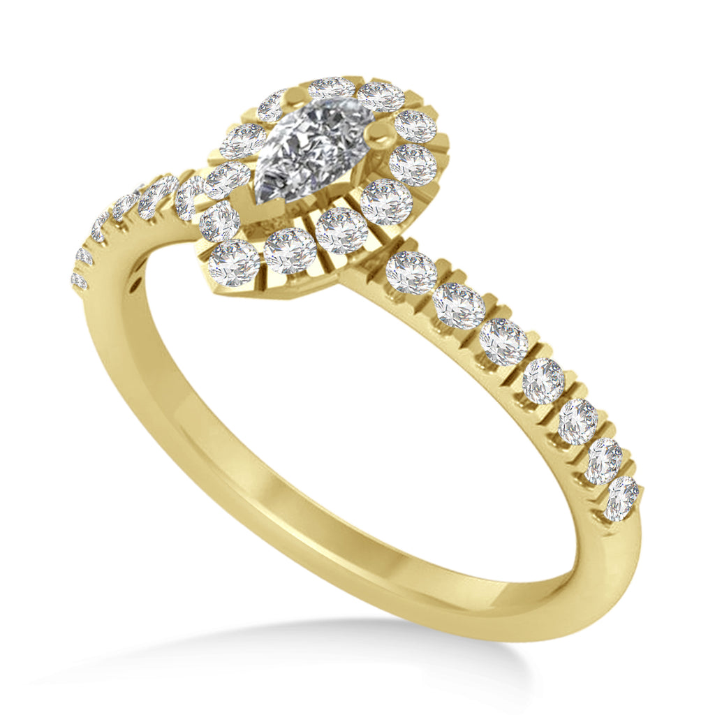 Pear Lab Grown Diamond Halo Engagement Ring 14k Yellow Gold (0.63ct)