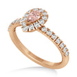 Pear Morganite & Diamond Halo Engagement Ring 14k Rose Gold (0.63ct)