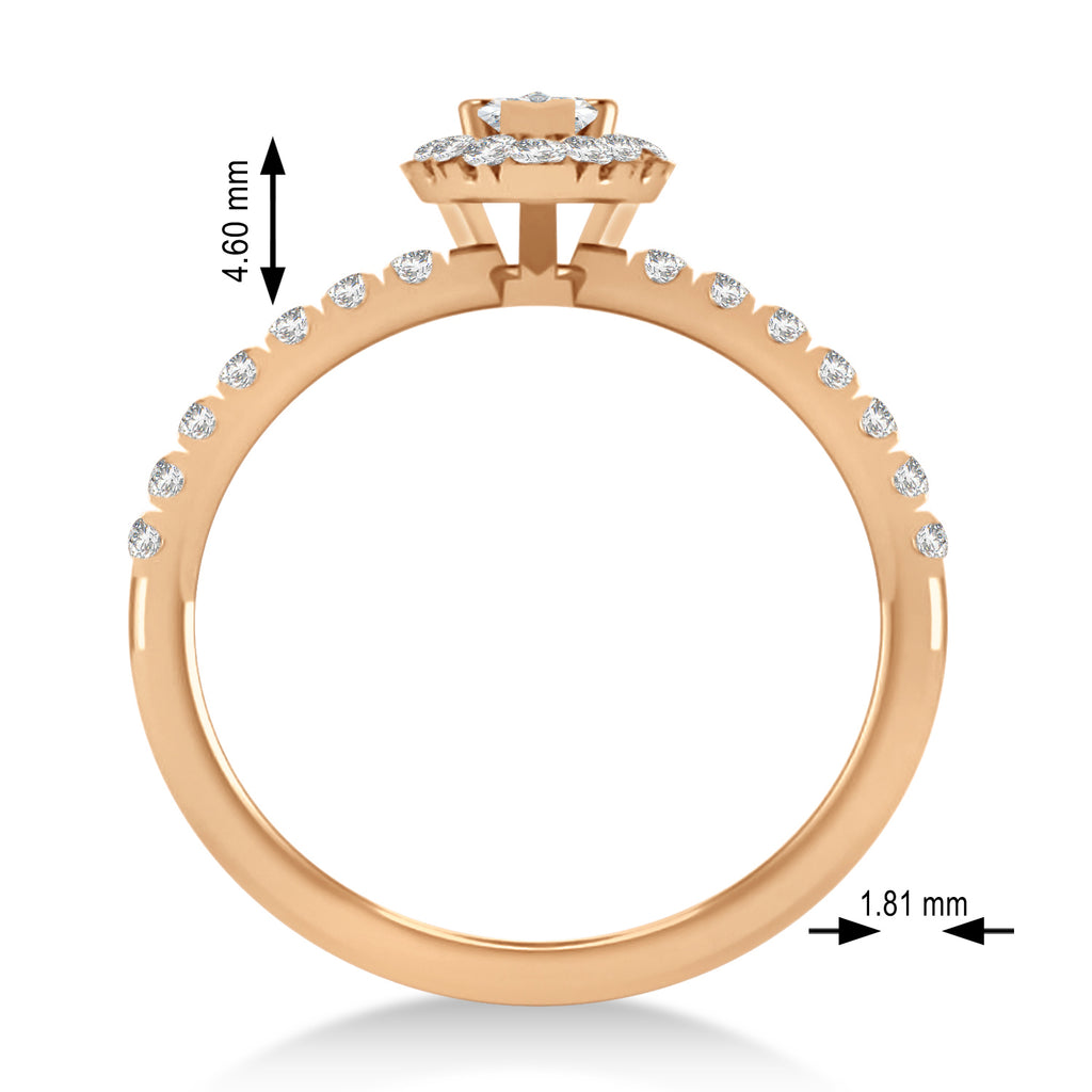 Pear Moissanite & Diamond Halo Engagement Ring 14k Rose Gold (0.63ct)