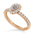 Pear Salt & Pepper & White Diamond Halo Engagement Ring 14k Rose Gold (0.63ct)