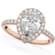 Pear Cut Halo Diamond Engagement Ring 14K Rose Gold (2.51ct)