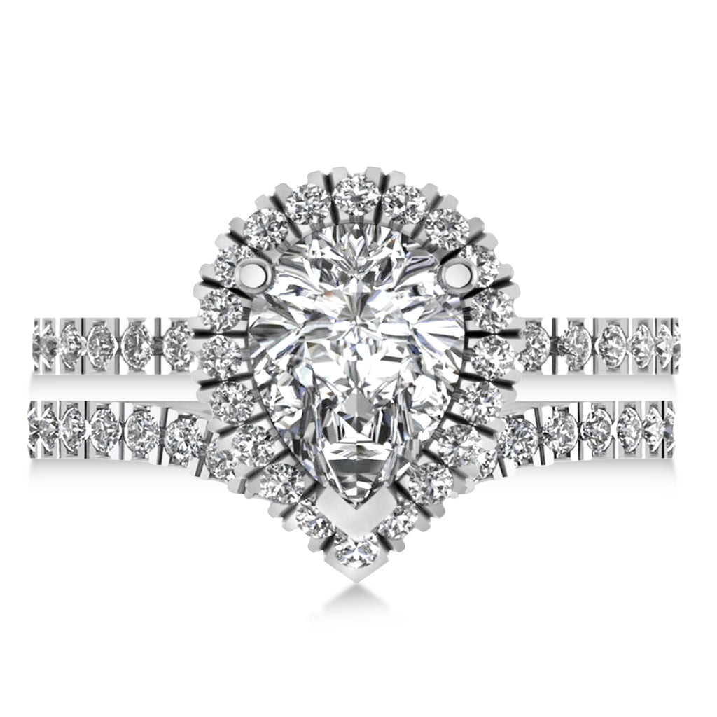 Lab Diamond Pear-Cut Halo Bridal Set 14K White Gold (2.78ct)