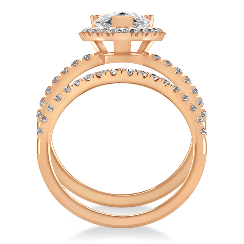 Moissanite & Diamonds Pear-Cut Halo Bridal Set 14K Rose Gold (2.71ct)