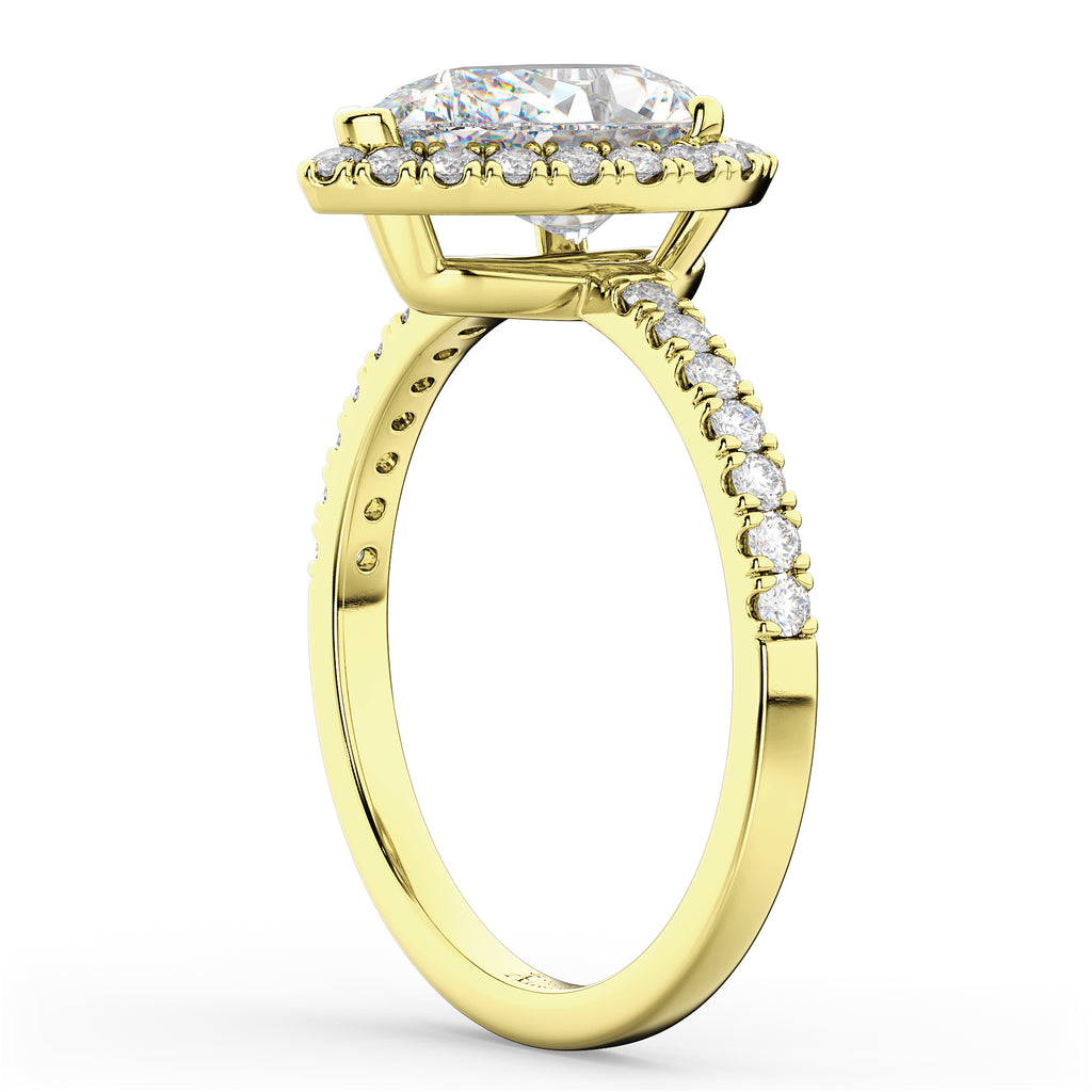 Pear Cut Halo Lab Diamond Engagement Ring 14K Yellow Gold (2.51ct)