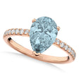 Pear Cut Aquamarine & Diamond Engagement Ring 14K Rose Gold 2.06ct