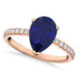 Pear Cut Blue Sapphire & Diamond Engagement Ring 14K Rose Gold 2.71ct
