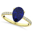 Pear Cut Blue Sapphire & Diamond Engagement Ring 14K Yellow Gold 2.71ct