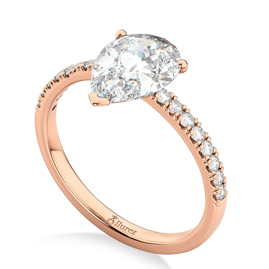 Pear Cut  Lab Diamond Engagement Ring 14K Rose Gold (2.21ct)