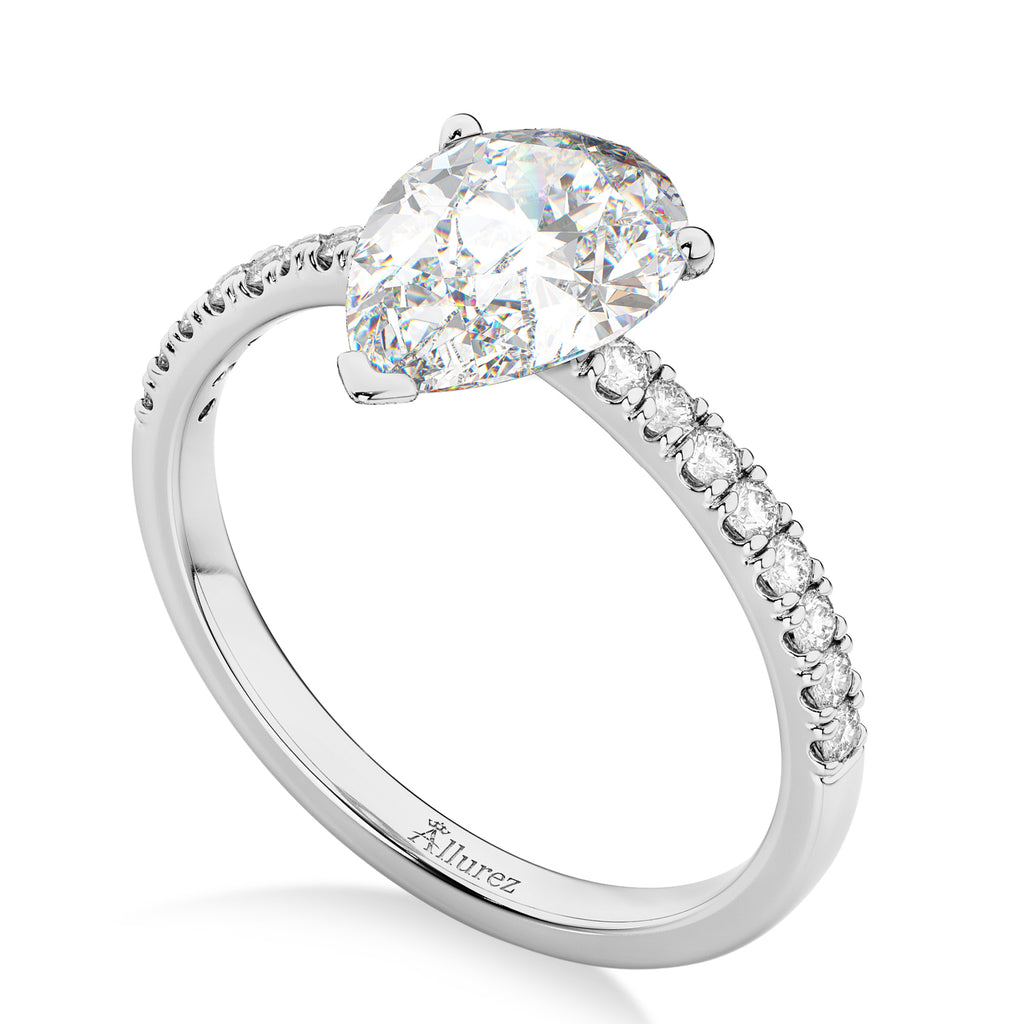 Pear Cut  Lab Diamond Engagement Ring 14K White Gold (2.21ct)