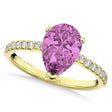 Pear Cut Pink Sapphire & Diamond Engagement Ring 14K Yellow Gold 2.71ct