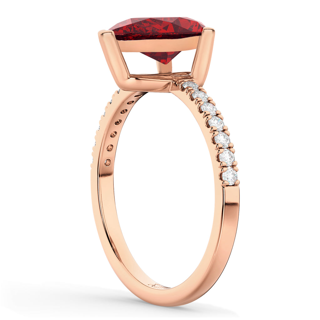 Pear Cut Ruby & Diamond Engagement Ring 14K Rose Gold 2.71ct